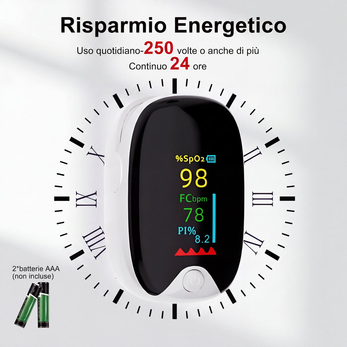 Pulsossimetro portatile da dito a LED - Assistenza sanitaria